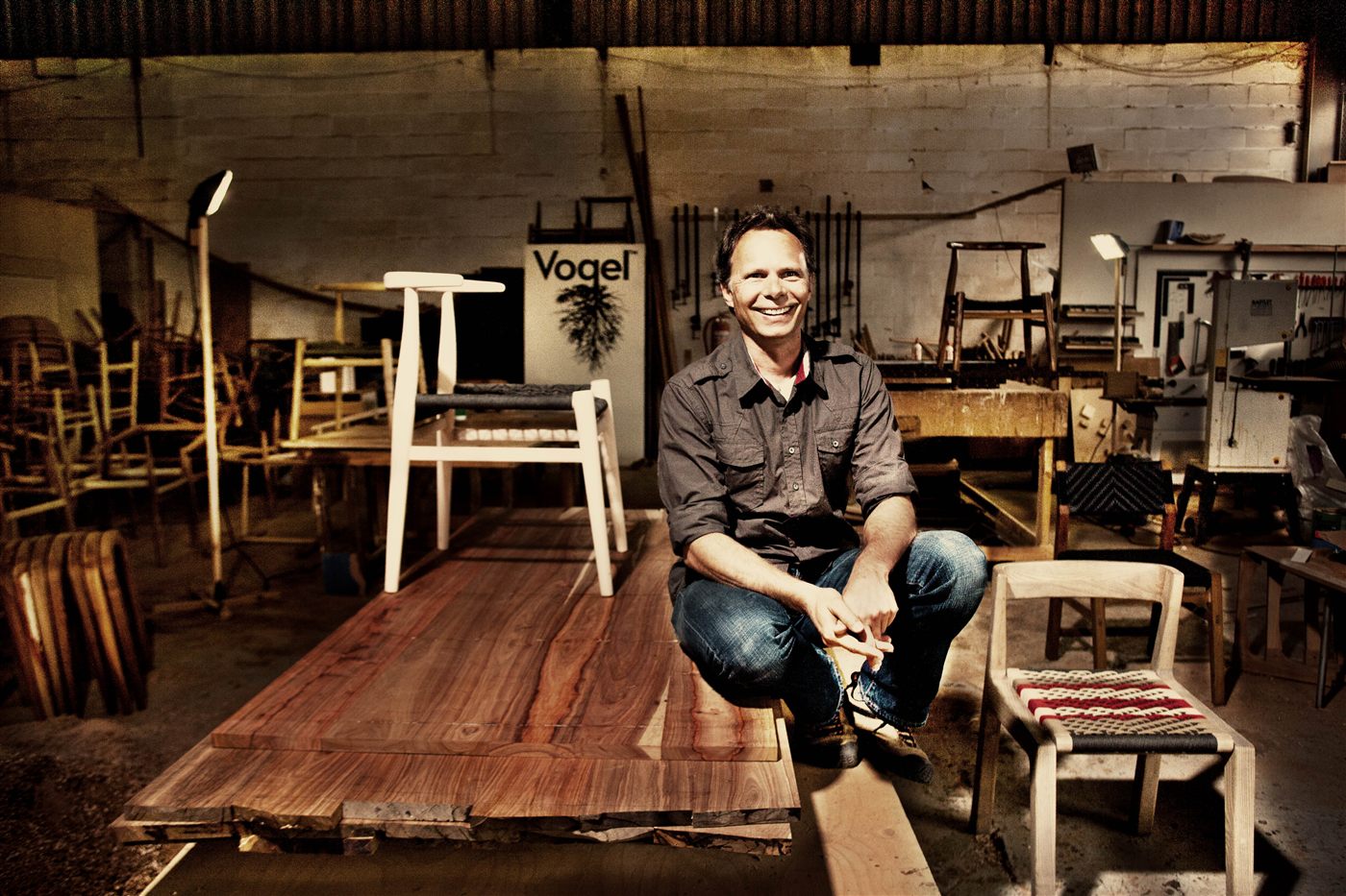 John Vogel in the workshop, Cape Town